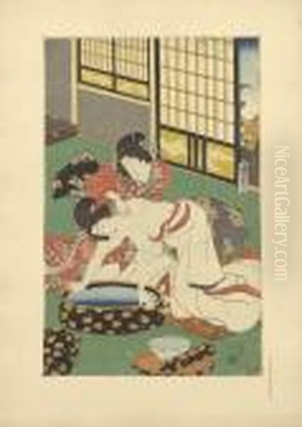 Funf Farbholzschnitte Oil Painting by Kunisada