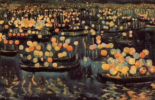 Festa Del Redentore Oil Painting by Maurice Brazil Prendergast