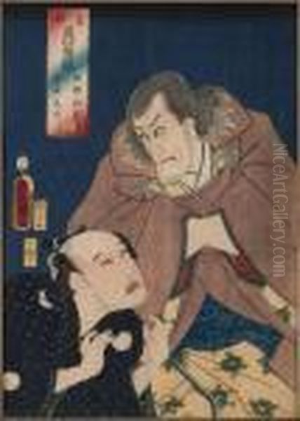 Skadespelarportratt Oil Painting by Kunisada