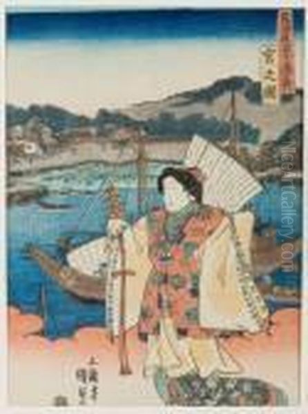 Tokaido Go-jusan Oil Painting by Kunisada