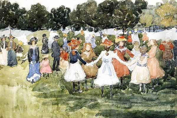 Ring Around The Rosy Oil Painting by Maurice Brazil Prendergast