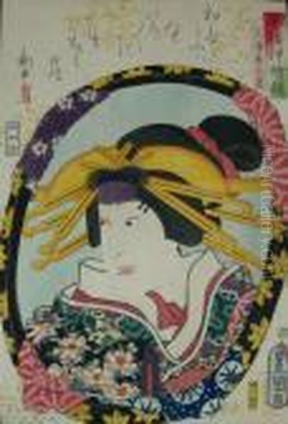 Ichikawa Shinsha I W Roli Miuraya Kokone Oil Painting by Kunisada