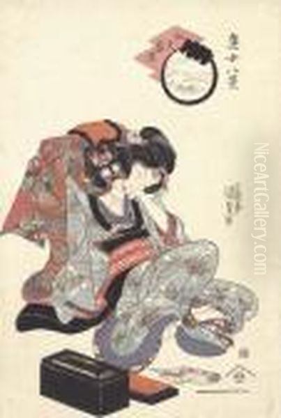 Two Beauties Oil Painting by Kunisada