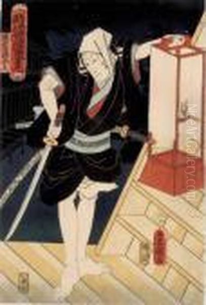 Schauspielder Mit Laterne Oil Painting by Kunisada