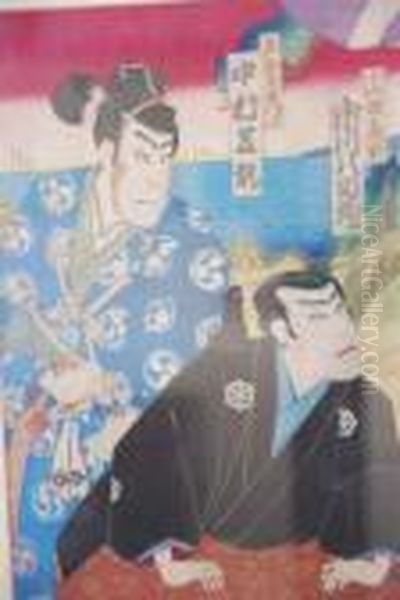 Actors As Samuraicoloured Oil Painting by Kunisada