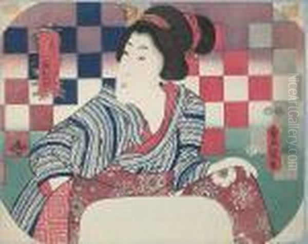 One Uchiwa-e Oil Painting by Kunisada