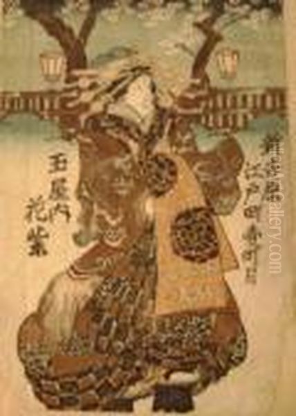 Iii Kabuki Actor Dressed As A Geisha Oil Painting by Kunisada