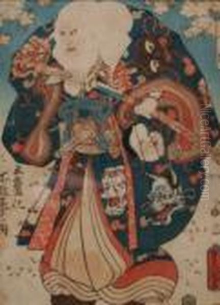 Scenes From Kabuki Theatre Oil Painting by Kunisada