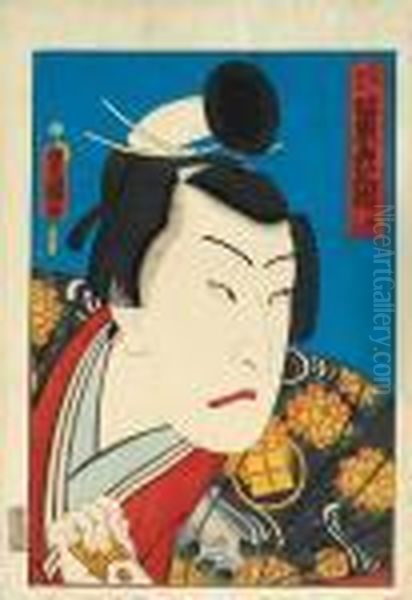 Konjaku Kabuki Meiyu
Okubi-e Oil Painting by Kunisada