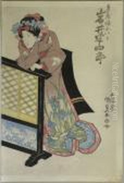 Kunisada, Utagawa . Das M?dchen Oito Aus Dem Kyoya. Japan Oil Painting by Kunisada