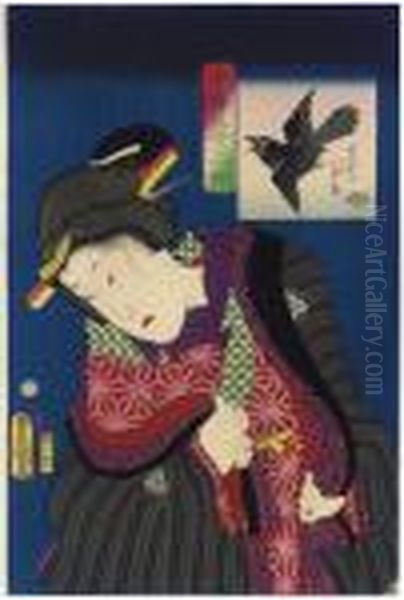 Wakare Ga Iya So Oil Painting by Kunisada