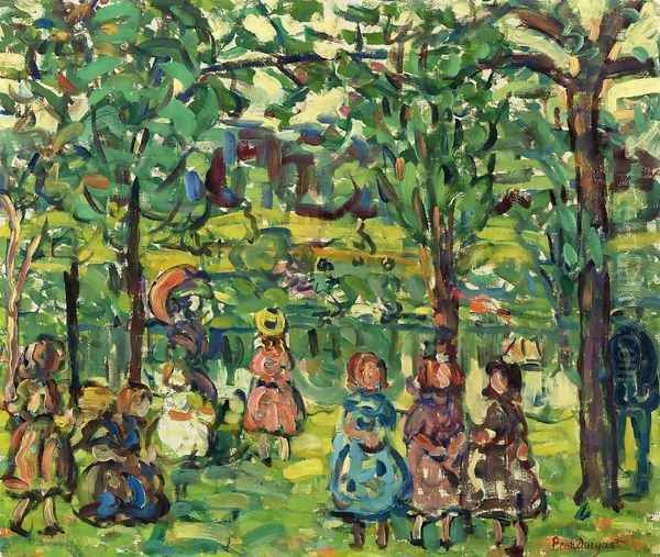 Children In The Park Oil Painting by Maurice Brazil Prendergast