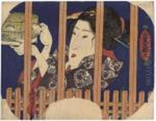 Three Summer Women Oil Painting by Kunisada