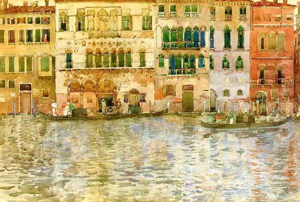 Venetian Palaces On The Grand Canal Oil Painting by Maurice Brazil Prendergast