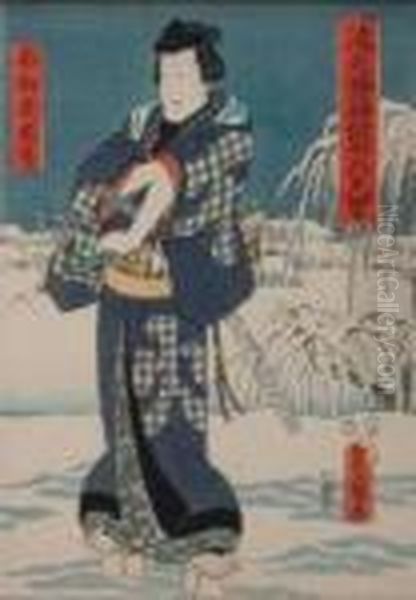 'samurai In Mezzo Alla Neve' Oil Painting by Kunisada