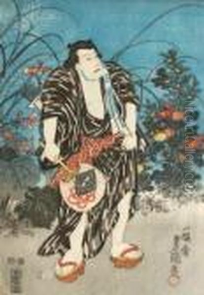 Sumoringer Oil Painting by Kunisada