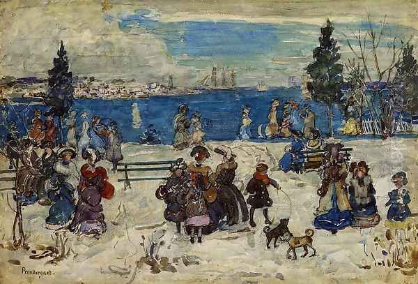 April Snow Salem Oil Painting by Maurice Brazil Prendergast