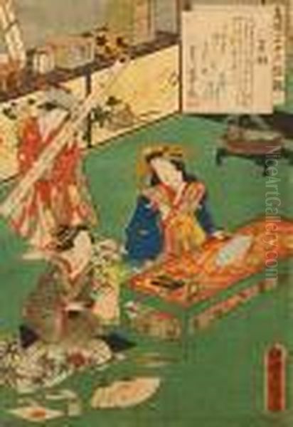 Gejsze Oil Painting by Kunisada