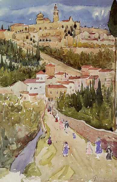 Assisi Oil Painting by Maurice Brazil Prendergast