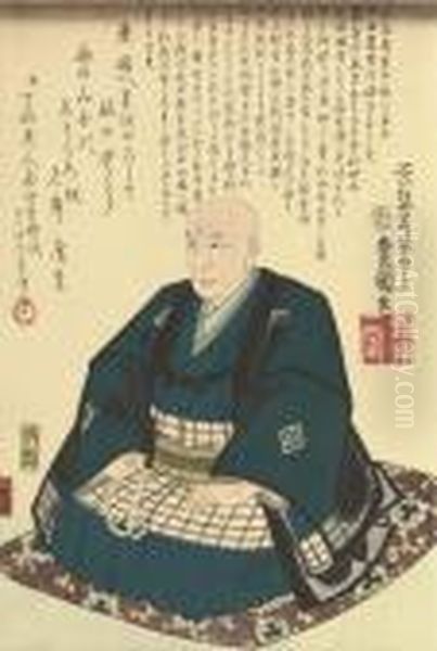 Memorial Portrait Of Utagawa Hiroshige Oil Painting by Kunisada