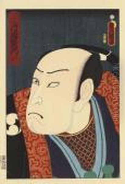 An Okubi-e (large-head Portrait) Oil Painting by Kunisada