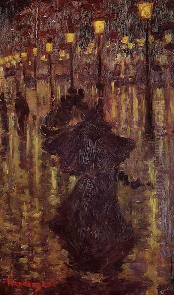 Evening Shower Paris Oil Painting by Maurice Brazil Prendergast