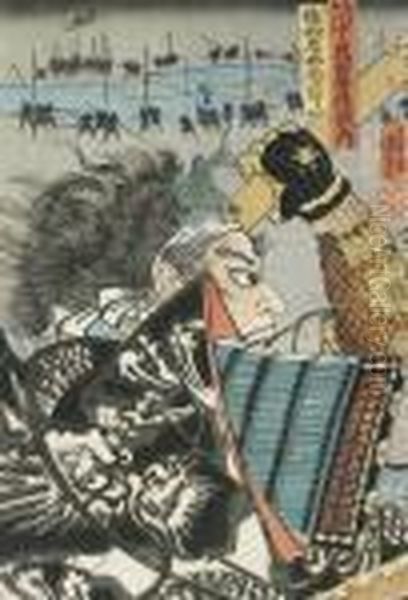 The Uesugi Clan General Amakasu Omi Oil Painting by Utagawa Kuniyoshi