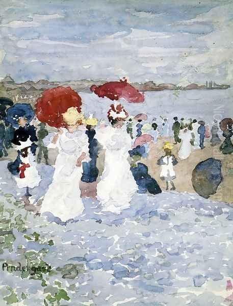 Ladies With Parasols Oil Painting by Maurice Brazil Prendergast