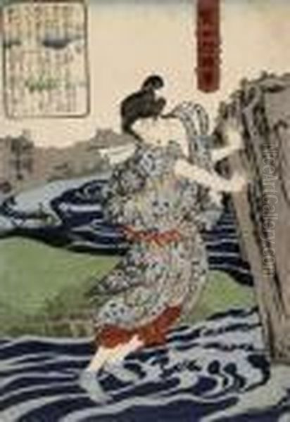 Five Prints From The Series Kenjo Reppuden [stories Of Wise Andvirtuous Women] Oil Painting by Utagawa Kuniyoshi