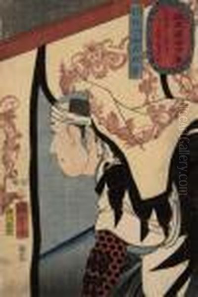 Sugino Juheiji Tsugifusa Oil Painting by Utagawa Kuniyoshi