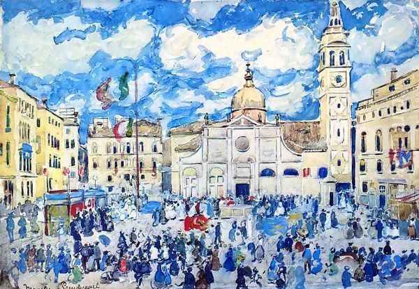 Campo Santa Maria Formosa Venice Oil Painting by Maurice Brazil Prendergast