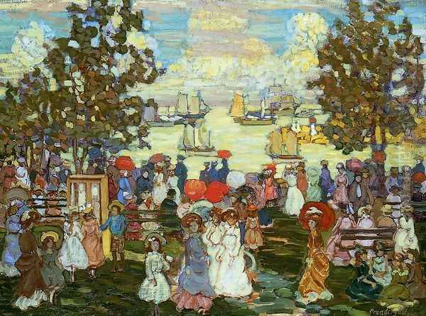 Salem Willows (also known as The Promenade, Salem Harbor) Oil Painting by Maurice Brazil Prendergast