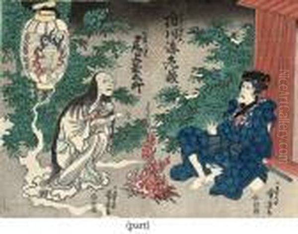 The Actor Onoe Kikugoro As The Ghost Of Oiwa Oil Painting by Utagawa Kuniyoshi