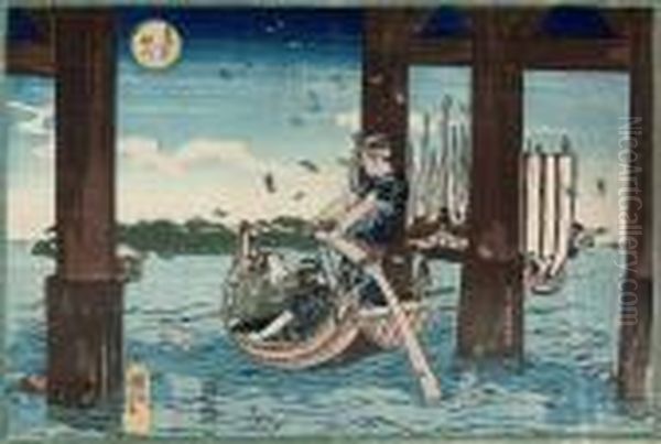 Tsukudajima Oil Painting by Utagawa Kuniyoshi