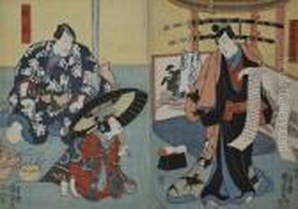 Die Kabuki Schauspieler Nagoya Yoma Yomamitsuro Oil Painting by Utagawa Kuniyoshi