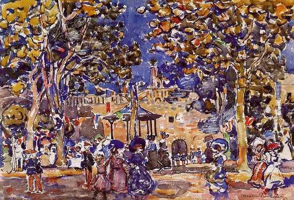 Band Concert Oil Painting by Maurice Brazil Prendergast