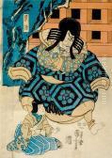 Domestic Scenes (triptych And Single) Oil Painting by Utagawa Kuniyoshi