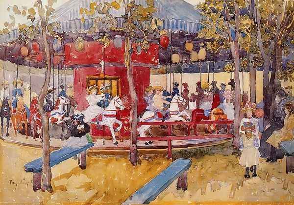 Merry Go Round Nahant Oil Painting by Maurice Brazil Prendergast