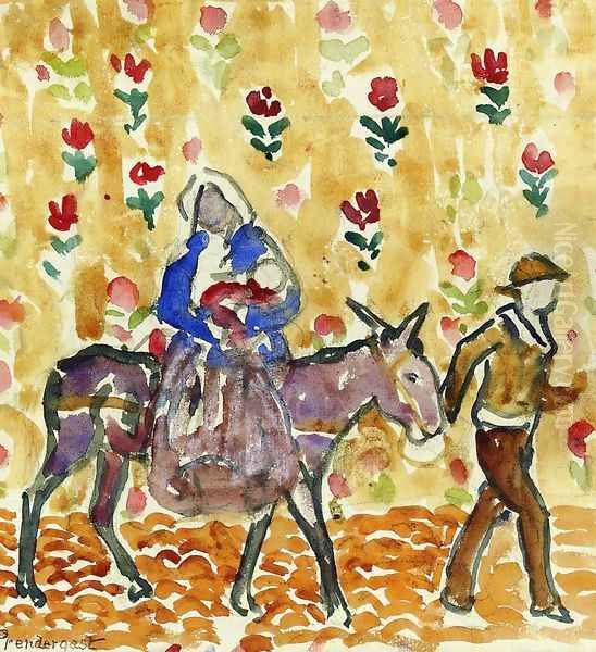 Flight Into Egypt Oil Painting by Maurice Brazil Prendergast