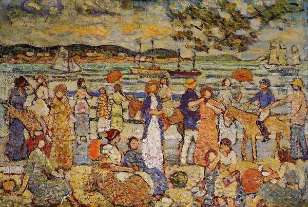 Along The Shore Oil Painting by Maurice Brazil Prendergast