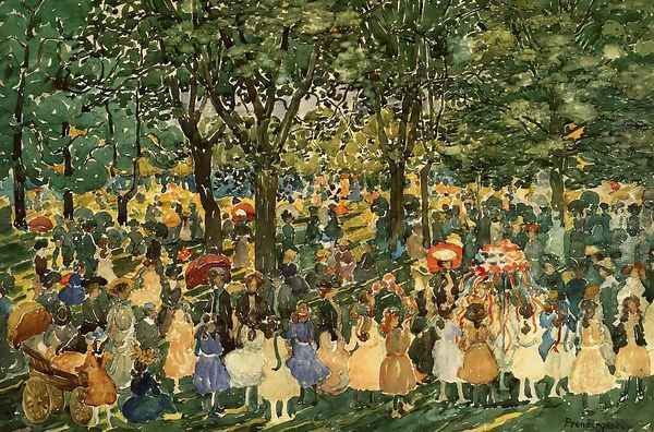 May Day Central Park Oil Painting by Maurice Brazil Prendergast