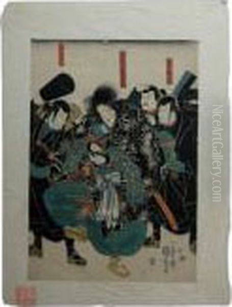 Scene From A Theatre Play - Story Of The Enchanter Jiraiya Oil Painting by Utagawa Kuniyoshi