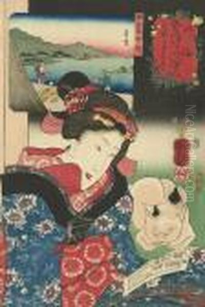 Sankai Medetai Zue [local Products From The Mountains And The Sea] Oil Painting by Utagawa Kuniyoshi