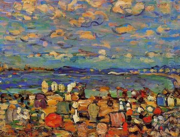 Crescent Beach Aka Crescent Beach St Malo Oil Painting by Maurice Brazil Prendergast