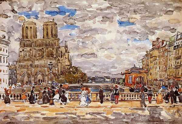 Notre Dame Paris Oil Painting by Maurice Brazil Prendergast