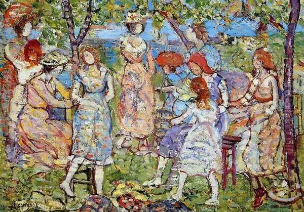 Girls In The Park Oil Painting by Maurice Brazil Prendergast