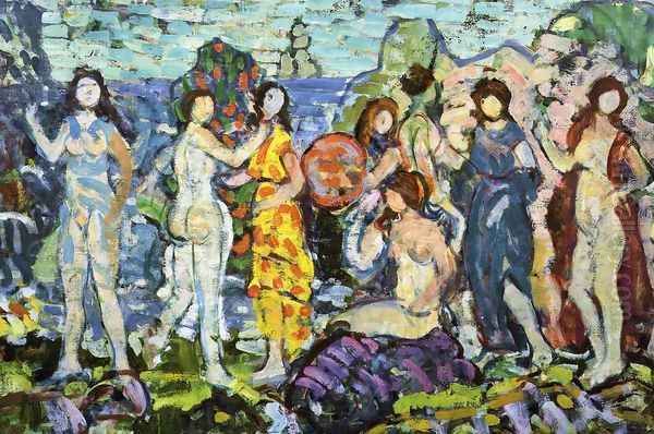 Bathers3 Oil Painting by Maurice Brazil Prendergast