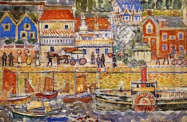 Boat Landing Dinnard Oil Painting by Maurice Brazil Prendergast