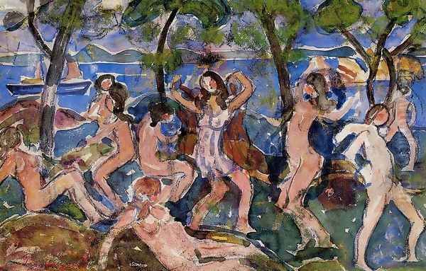 Bathers5 Oil Painting by Maurice Brazil Prendergast