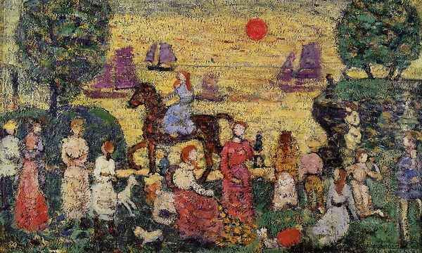 Sunset And Sea Fog Oil Painting by Maurice Brazil Prendergast